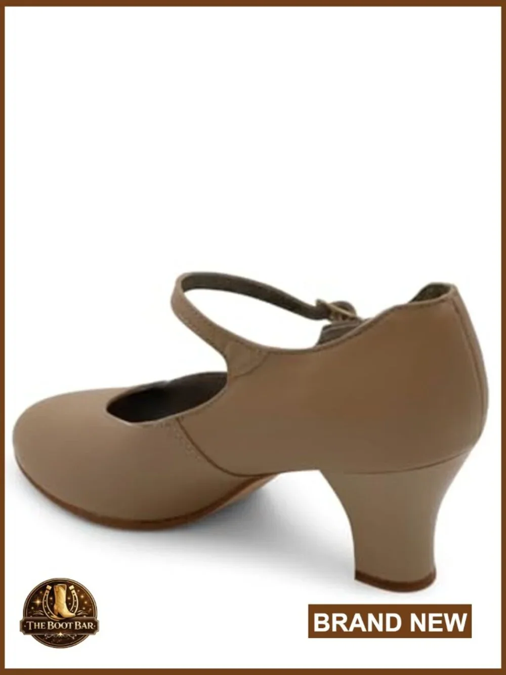 Leather Dance Shoes with 2-Inch Heel, Foam Padded, Buckle Closure